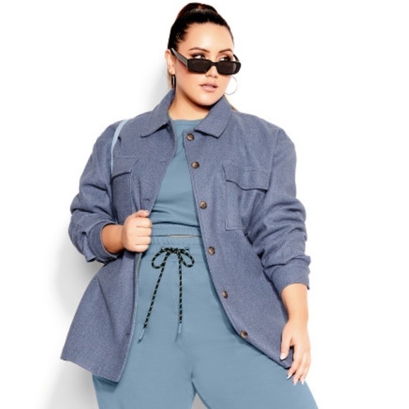 NWT City Chic Lounger Fleece Button Down Shacket Shirt Jacket - Picture 2 of 8